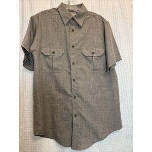 Haggar Men’s Small Cool Polyester Fabric SS Button Down Shirt Taupe W7